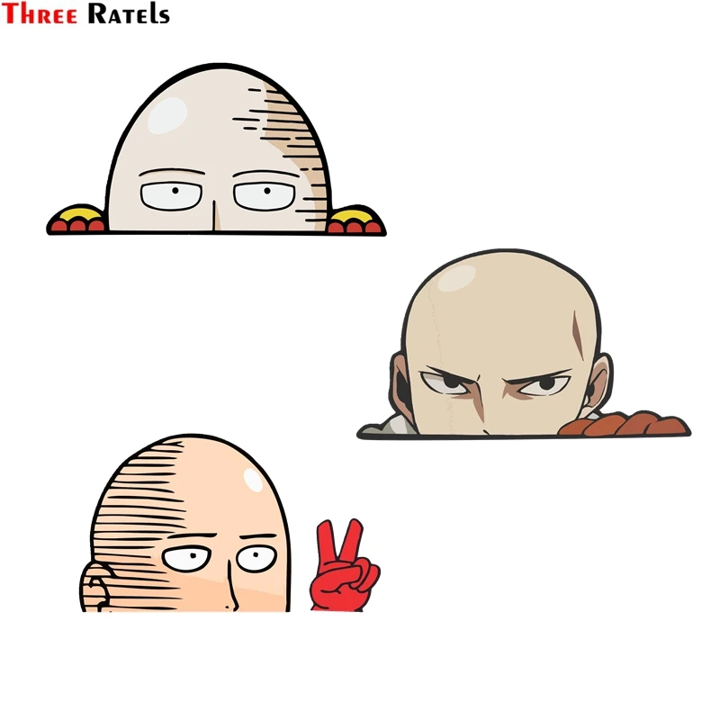 

Three Ratels FC126 3D One Punch Man Sticker Peeker Funny Car DIY Waterproof Vinyl Material Assessoires Scratch-proof