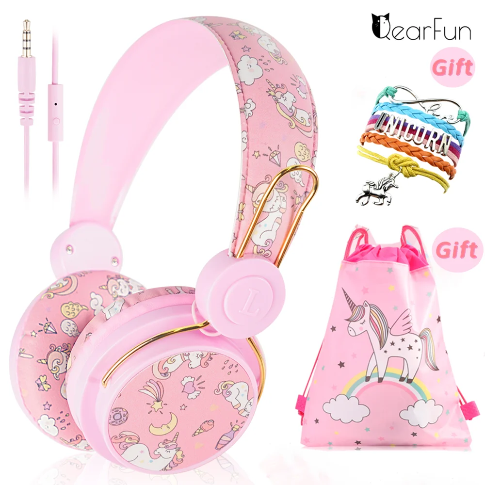 Детские наушники с мультипликационным единорогом для девочек музыкальные