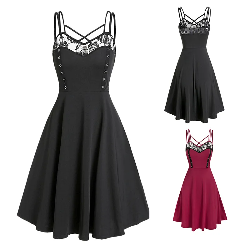 

Europe America Sexy Dress Vintage Sling Lace Dresses Girly Skirt Medieval Costume Woman Halloween Carnival Cosplay Costumes
