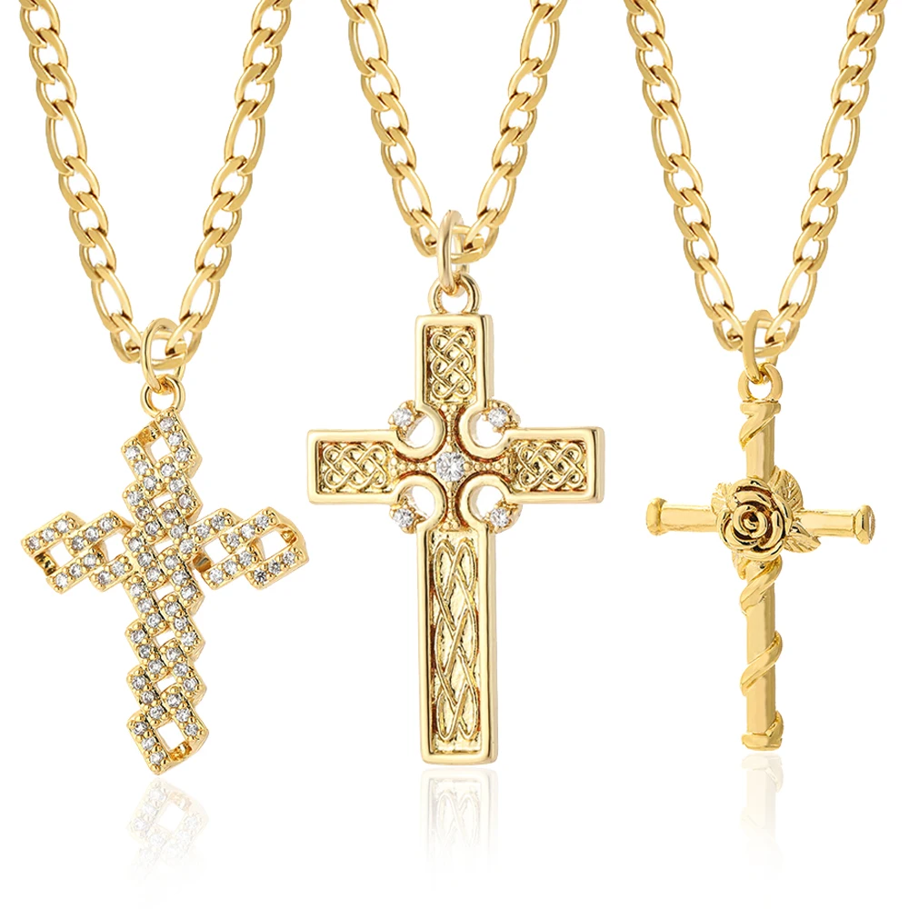 

Cross Woman's Gold Color Pendant Female Pave CZ Charms Jesus Cross Necklace for Women Choker Fashion Jewelry Friend Gift Collars