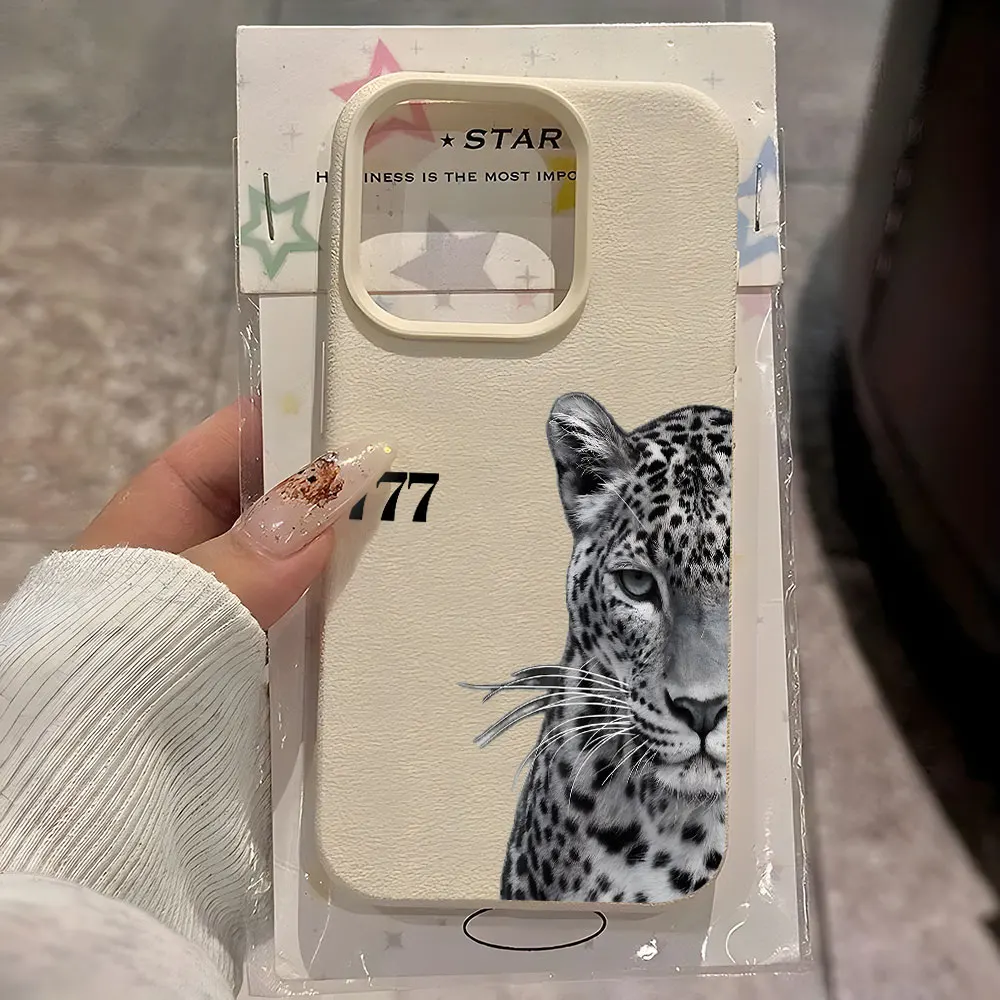 Фото Стильный силиконовый чехол с леопардовым принтом и текстурой личи для iPhone 17 Air, 16, 15, 14, 13, 12, 11 Pro Max, 14 Plus, X, Xs, XR №1