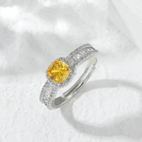 yellow zircon ring for ladies birthday engagement gift very delicate and small diamond luxury and shiny open rings