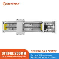 stroke 200mm electric sliding table lead screw sfu1605 linear guides repositioning resolution 0 03mm for cnc machine