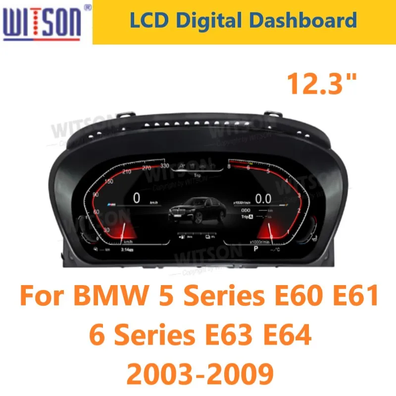 WITSON 12 3-дюймовый цифровой спидометр для BMW 5 серии E60 E61 6 E63 E64 2003-2009 ЖК-дисплей