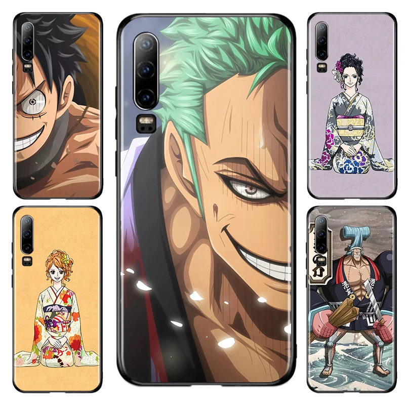 

One Piece Anime Art For Huawei P10 P20 P30 P40 P50 lite Pro lite E P Smart 2019 Z 2021 2018 2020 Black Silicone Soft Phone Case