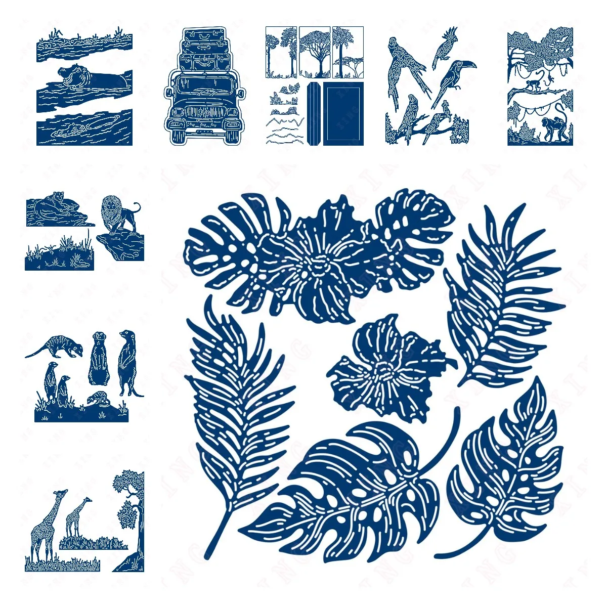 

New Metal Cutting Dies Scrapbook Deco Embossing Mold 2022 Neighbours Bird Delight Voyage Watering Hole Heads Trees Lions Die Set