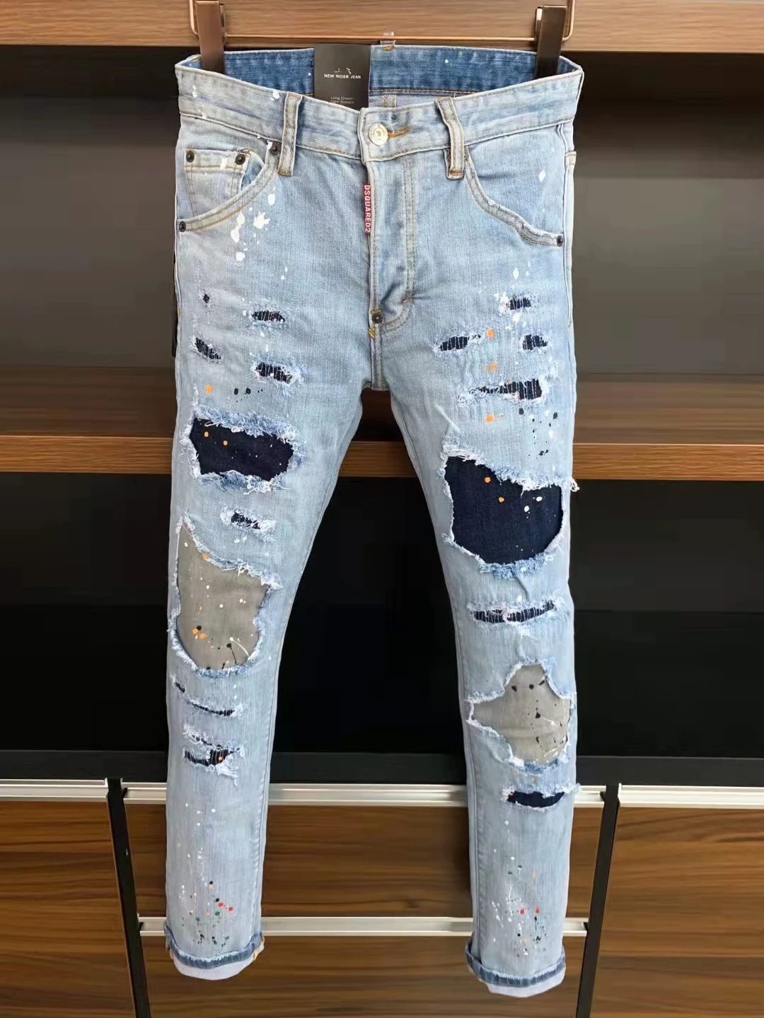 

Женские/мужские рваные джинсы-карандаш Dsquared2 9639 #