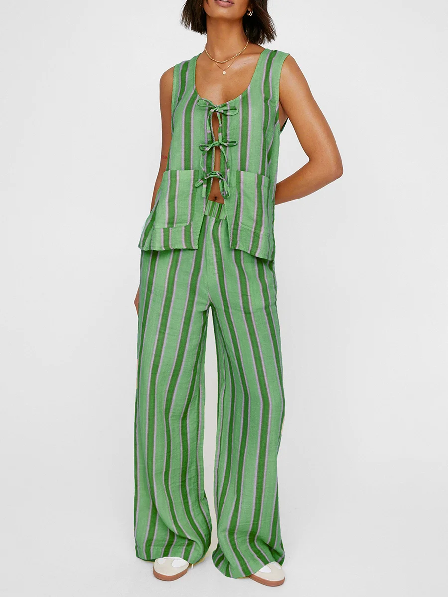 Женский Повседневный комплект из 2 предметов топ без рукавов с U-образным вырезом