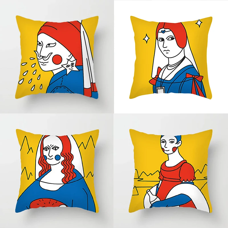 

Мультяшный абстрактный персонаж Желтая серия смешная наволочка для дивана автомобиля домашний декор наволочка