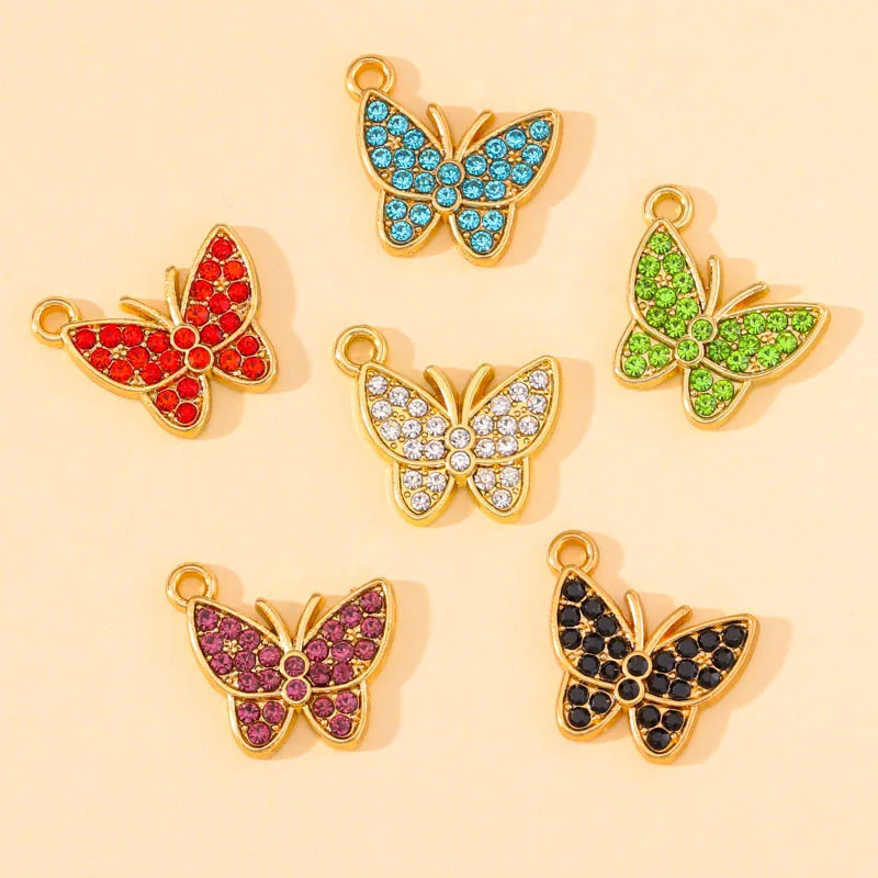 

20Pcs Fashion Charm Gold Color Alloy Crystal Butterfly Necklace Pendant for DIY Women Jewelry Making Bracele Earring Accessories