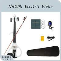naomi electric violin solid wood white electronic violin adult ebony fittings w case bow rosin cable tuner strings silent violin