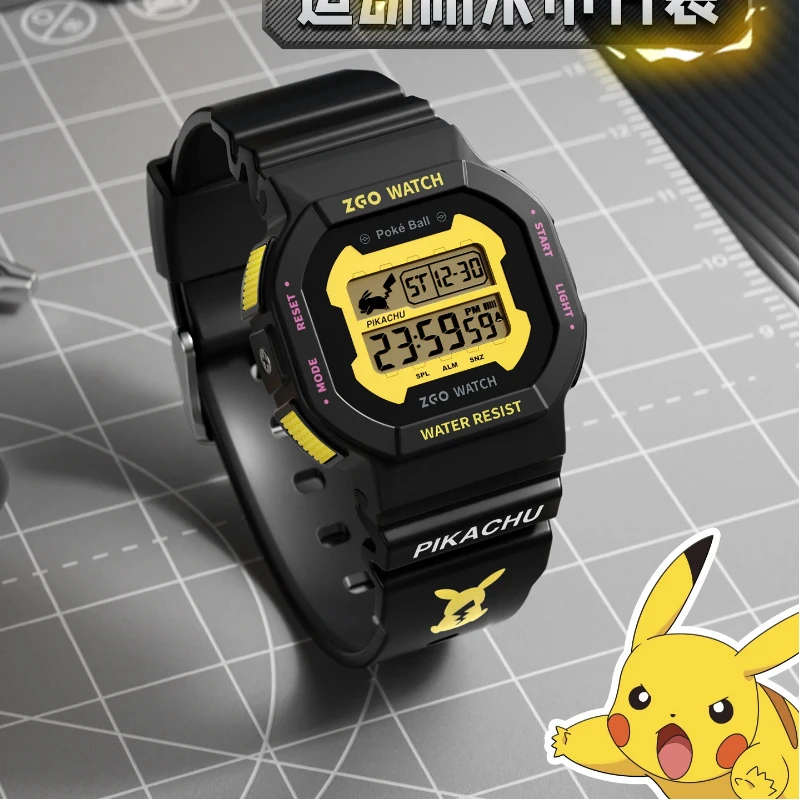 Фото В наличии: Цифровые электронные часы Zgo Pokem Pikachu, водонепроницаемые, спортивные, для мужчин и молодежи, для активного отдыха и повседневной носки №1