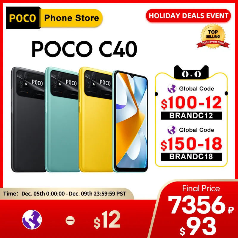 New Global Version POCO C40 3GB 32GB / 4GB 64GB Smartphone 6000mAh battery 6.71”Display JLQ JR510 Octa-core CPU 13MP main camera