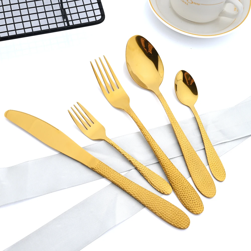 

Stainless Steel Plated Luxury Vintage 20Pcs Gold Dinnerware Mirror Western Cutlery Sets Christmas Tableware Knife Spoon Fork