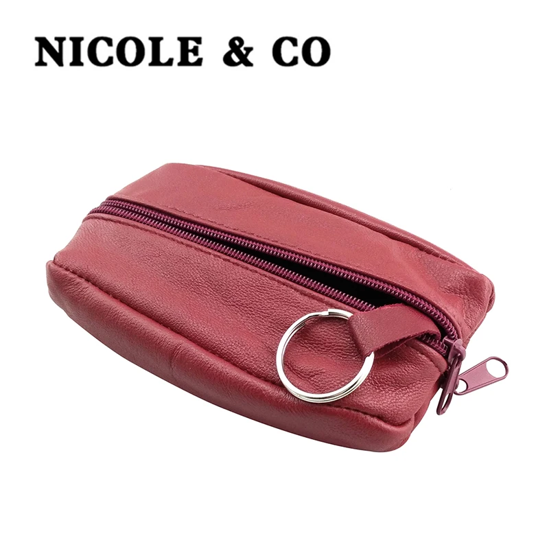 

NICOLE & CO Genuine Leather Mini Coin Purses Women's Change Purse Money Bags Pocket Wallets Key Case Pouch Zipper Small Bag