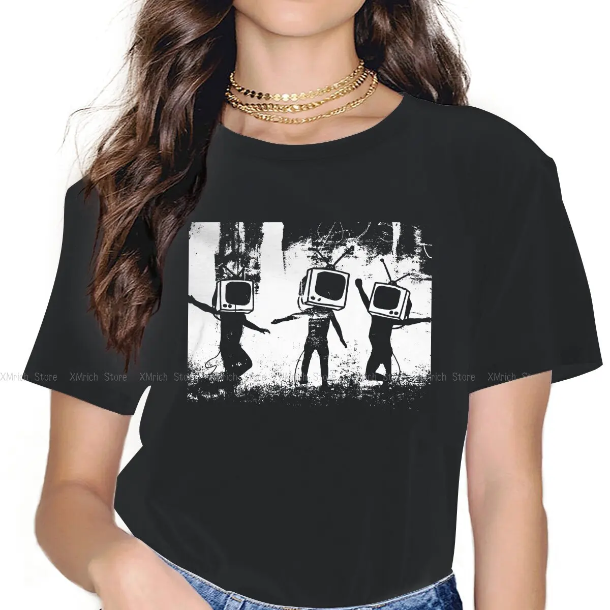 

TV Heads Essential Cute Girls Women T-Shirt Banksy Graffiti Wall Art 5XL Blusas Harajuku Casual Short Sleeve Vintage Tops