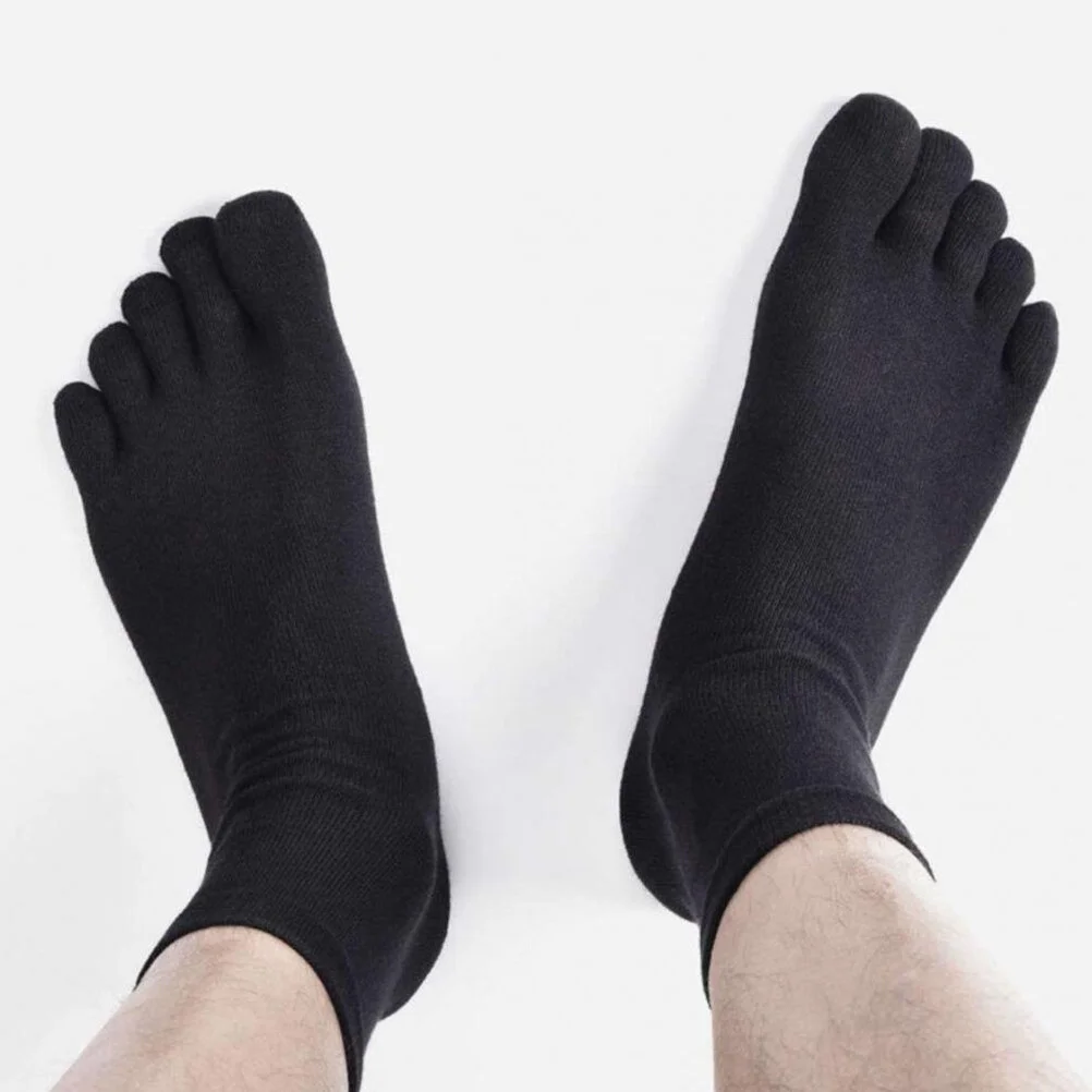 5 Pairs Men's Socks Five-Finger Toe Absorbent Sweat Male Sports Running Simple Calf Stocking