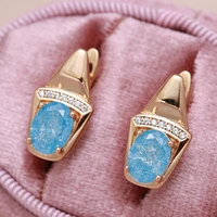 elegant geometric face with frosted blue zircon womens drop earrings 585 gold fashion fine jewelry girls party sexy earrings