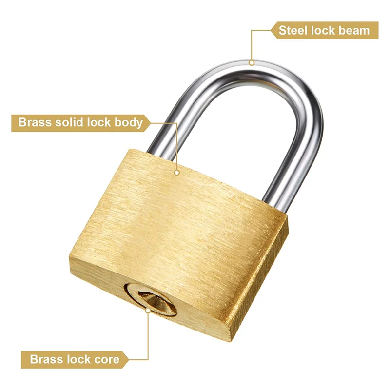12 Pack Mini Padlock Small Solid Brass Locks with 3 Key for Luggage Lock Backpack Gym Locker Suitcase