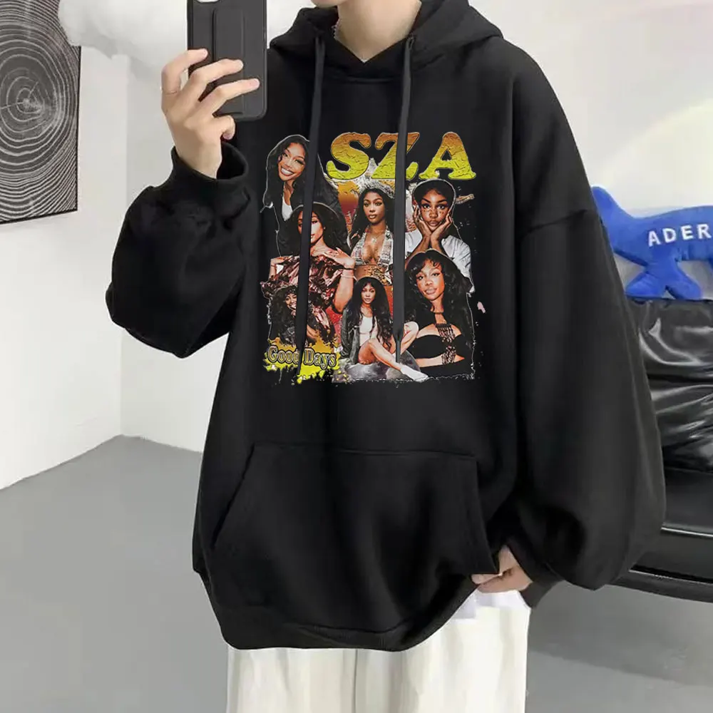 

SZA Good Days Graphic Print Pullover Men Cotton 90s Rapper Vintage Hoodies Oversize Hip Hop Winter Streetwear Couples Tracksuit