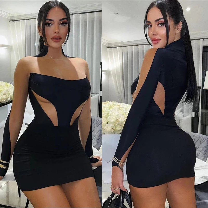

Fenghe Sexy Mesh Dress Short Evening Clothing 2023 New in Party Dresses Womens Bodycon Dress Elegant Streetwear Y2k
