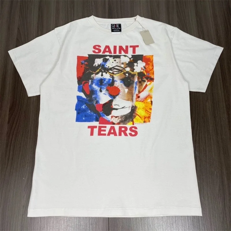 

23ss Saint Michael T Shirt Men Women 1:1 High Quality Graffiti Printing Oversized Short Sleeves