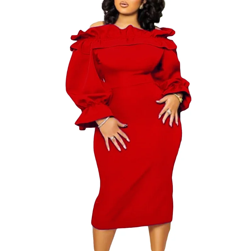 

Spring Autumn New Arrival Women Office Lady Dress High Waist Elegant Fashion Print Long Sleeve Pencil Midi Dress Female Vestidos