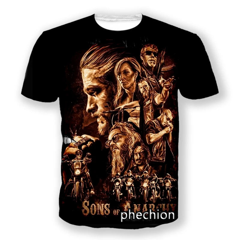 

Футболка phechion Sons Of анархии для мужчин и женщин, модная рубашка в стиле хип-хоп с 3D принтом, унисекс, топ-поставщик, A250