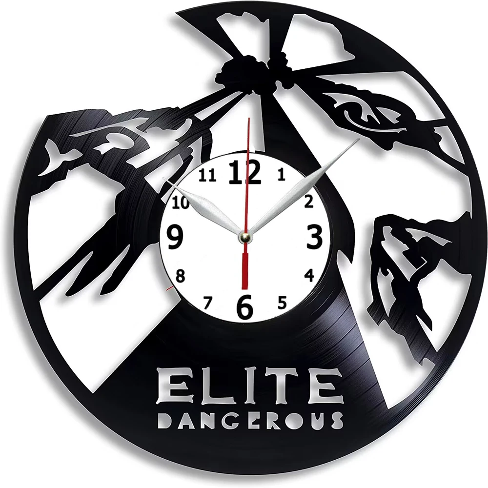 

Декоративные Элитные виниловые настенные часы, часы с изображением видеоигры, имитация полетов в космосе, искусство, Элитная опасная элита