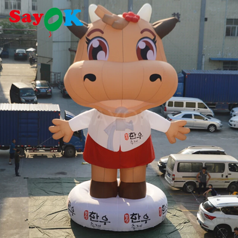 

SAYOK 10m Giant Advertising Inflatable Cow Inflatable Bull Inflatable Cartoon Model for Promotion (can choose with light or not)