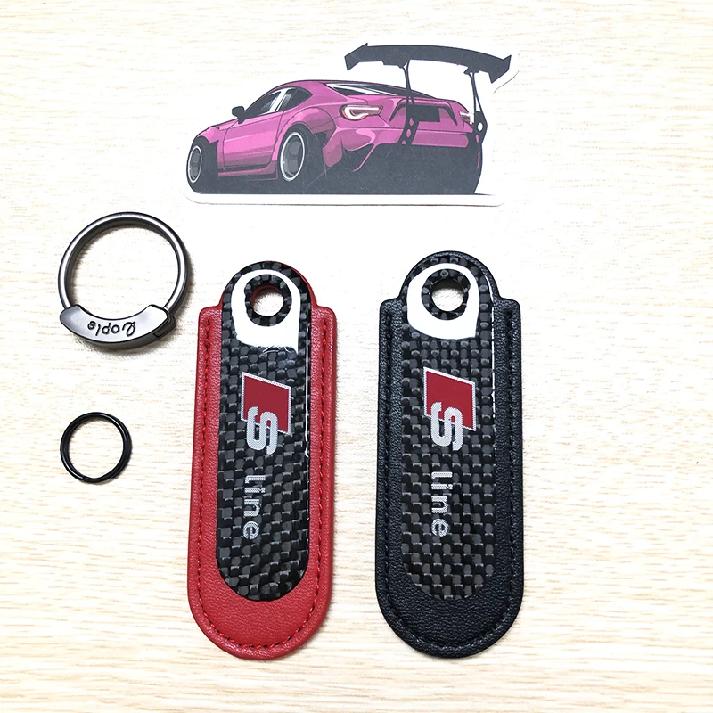 

Брелок для ключей из углеродного волокна, для Audi Sline S line RS A3 A4 A5 A6 A7 A8 Q3 Q5 Q7 Q8, аксессуары для ключей, Стайлинг автомобиля
