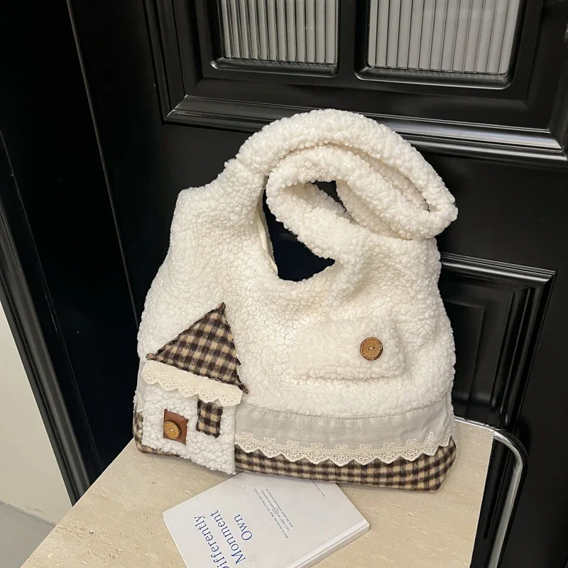 Хлопковый материал с пряжкой новинка 2024 однотонная модная зимняя сумка на плечо