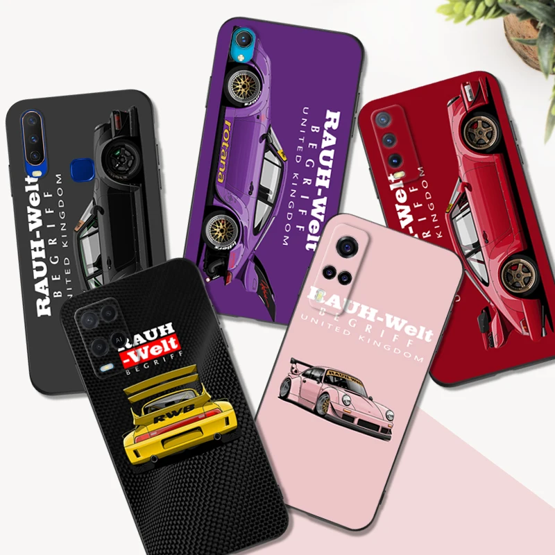 Черный чехол ТПУ для Vivo Y21 Y51A 2021 Y21S Y33S Y51 2020 Y51S Y53s 4G Y72 5G задняя крышка jdm RWB 911 964 933, спортивный автомобиль
