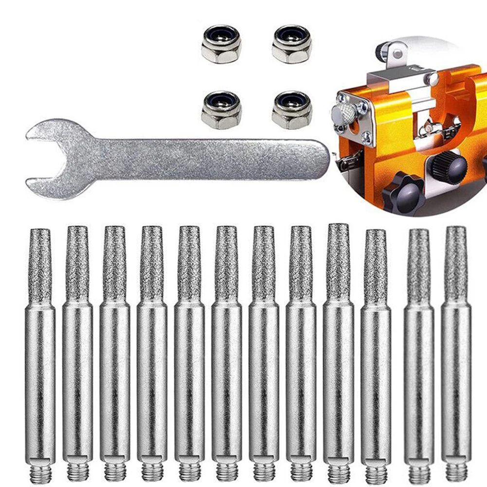 

12pcs Chainsaw Teeth Sharpener Grinding Head Diamond Coated Cylindrical Burr 4.0mm 4.8mm 5.5mm Chainsaw Sharpener Tools