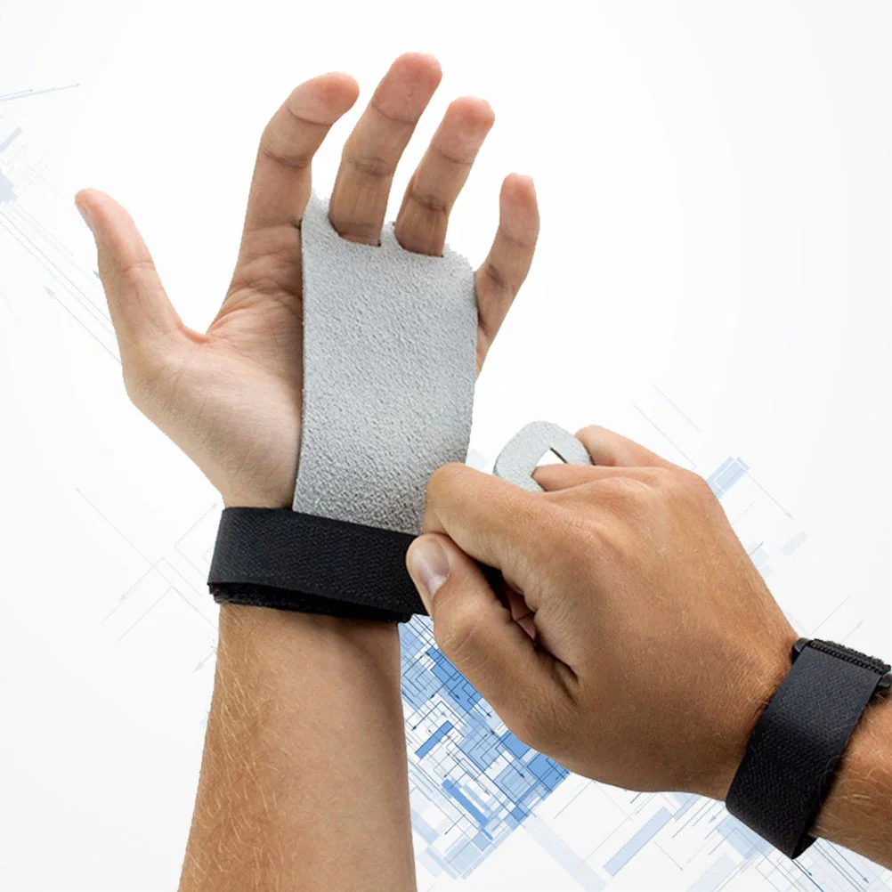 

1 Pair of Cow Grip Palm Protector Weight Lifting Barbell Gymnastics Grips Size (Grey White)