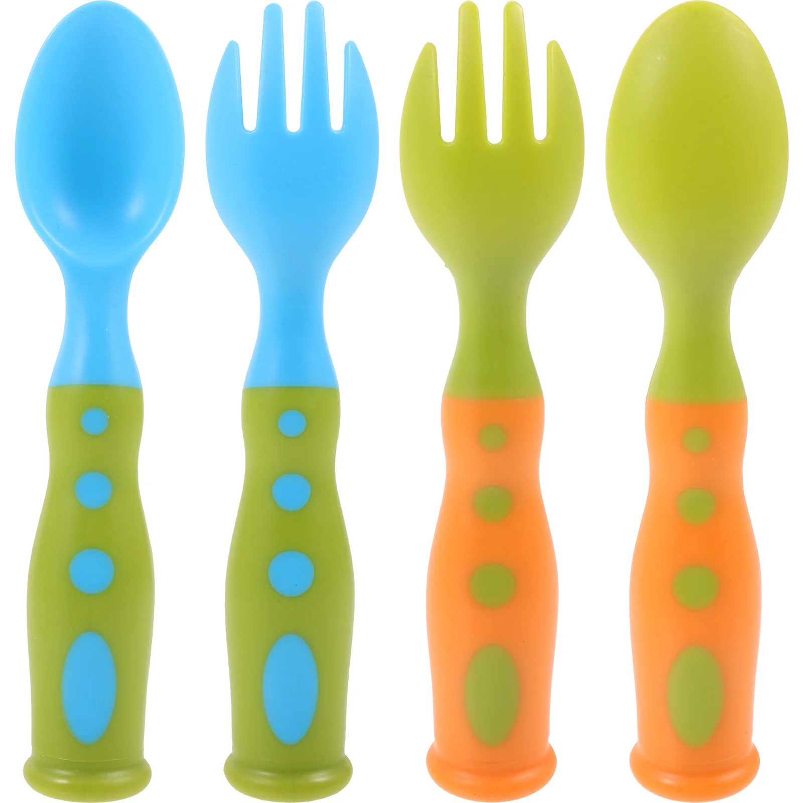 

2 Sets Self Feeding Spoon Fork Toddler Chopsticks/fork/spoon Training Baby Utensils Plastic