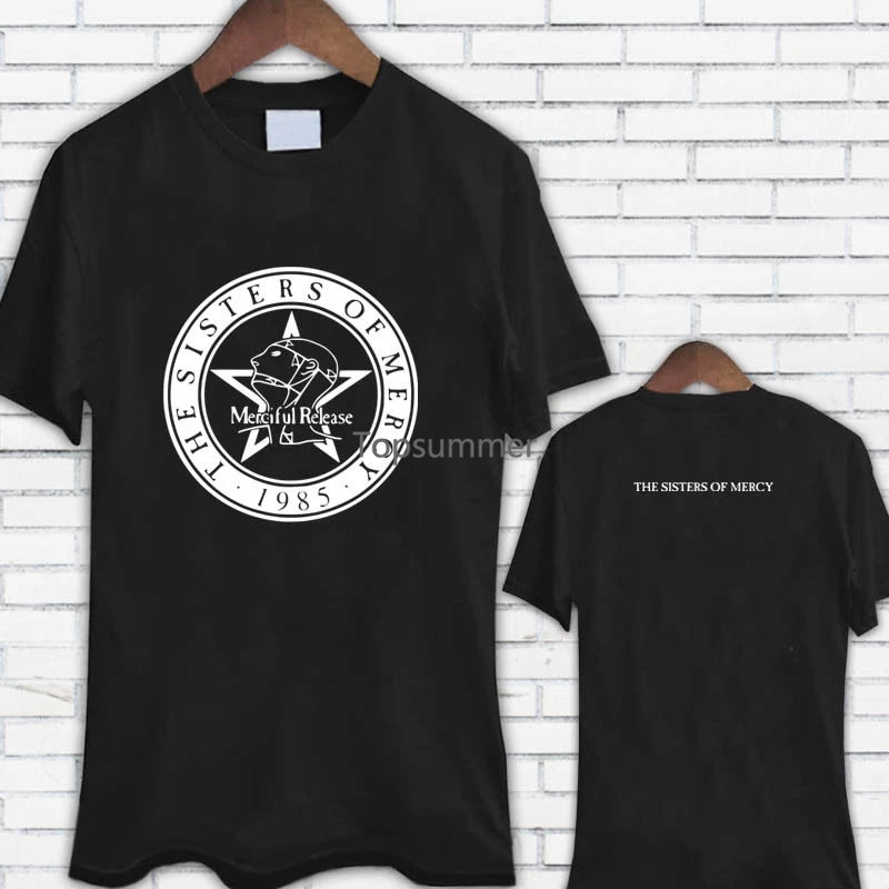 

Мужская хлопковая футболка с принтом, черная футболка в стиле панк и рок-группы с надписью «сестры милосердия», с коротким рукавом, в стиле хип-хоп, 2019