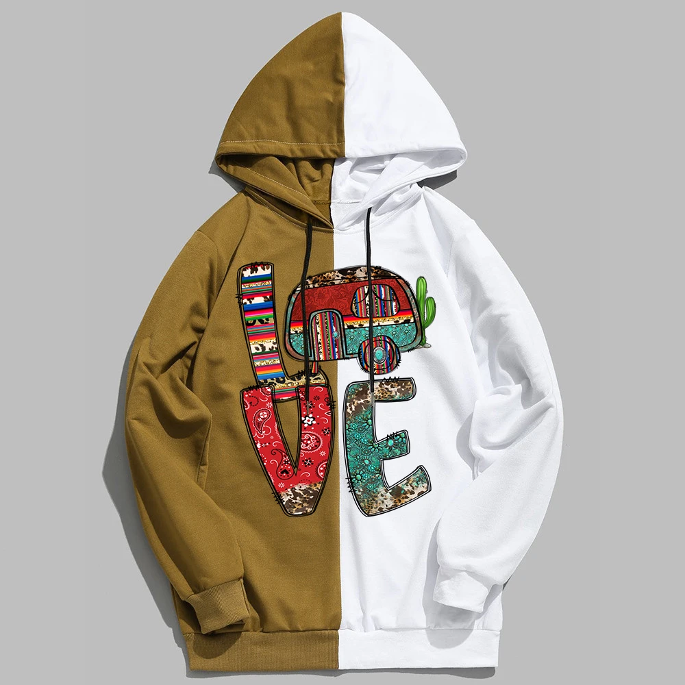 

Love Camp Print Hoodie Women Pullovers Tops Long Sleeves Tops Happy Camper Unisex Hoodies Streetwear Women Casual Sweatshirts