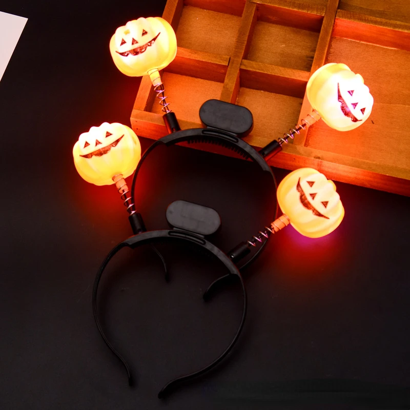

10pcs Glowing Pumpkin Ghost Headband LED Flash Headwear Hairbands Party Dress Up Props Wedding Halloween