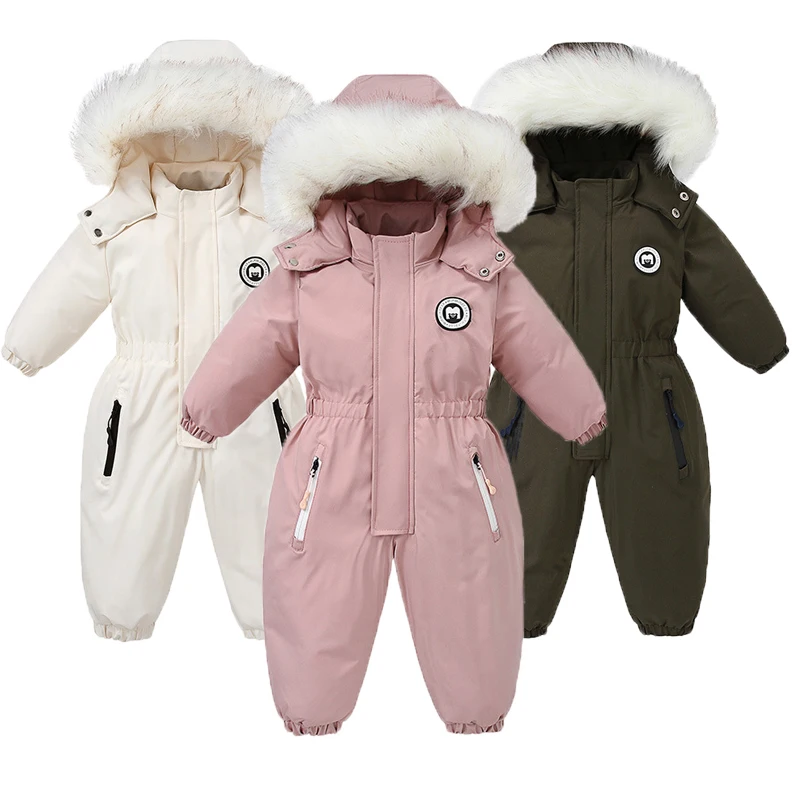 

Winter Boys Ski Clothes Baby Jumpsuit Children's Hooded Jacket Thickened -30 Degree Girls Children's Snowsuit Coat
