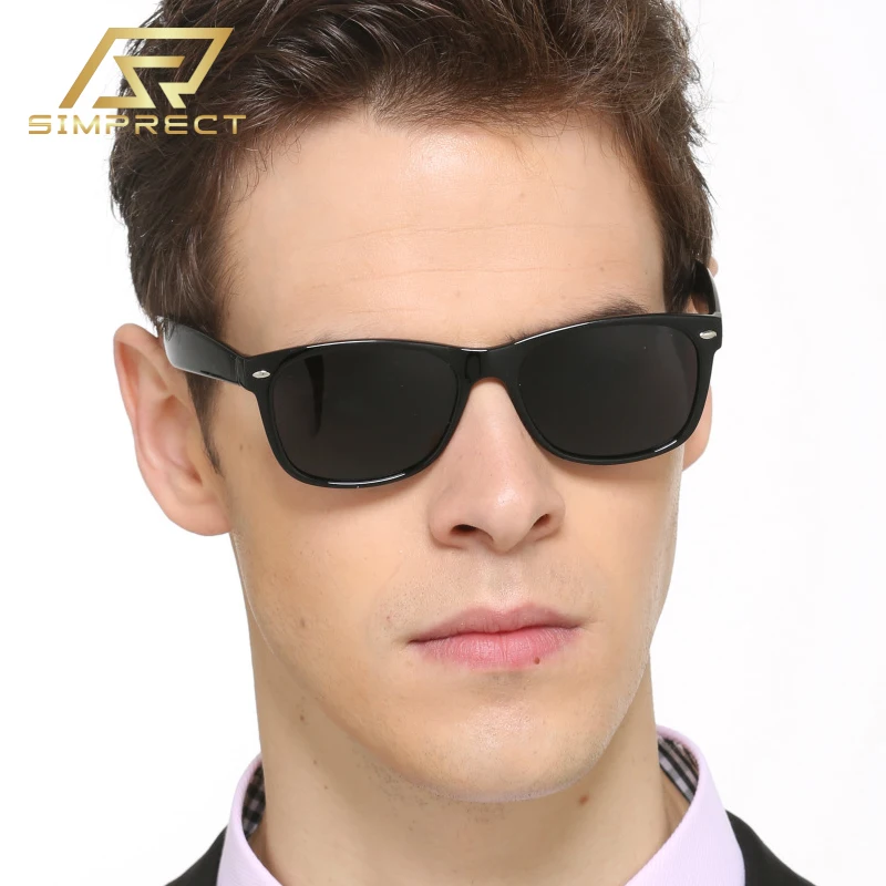 

SIMPRECT Polarized Sunglasses For Men 2022 Luxury Brand Designer UV400 High Quality Fashion Retro Vintage Square Sun Glasses