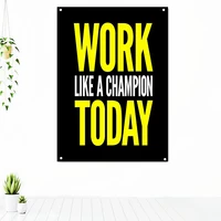 work like a champion doday study fitness motivational tapestry poster banner flag wall decor for gym classroom bedroom office