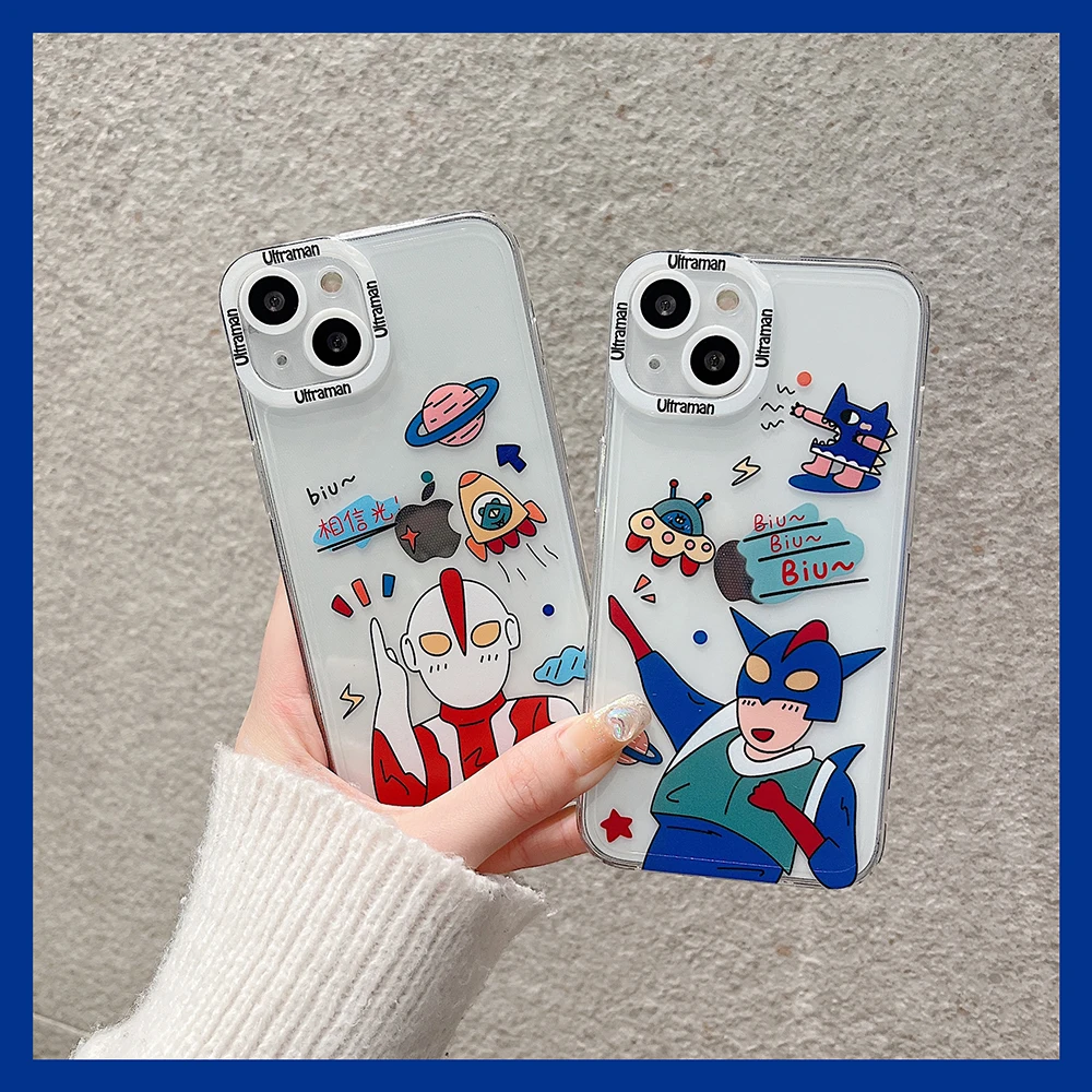 

Ultraman and Crayon Shin-chan Cute Case for iPhone Xr X Xs Max Ins Korean Transparent Silicone Cover for iPhone 11 12 13 Pro Max