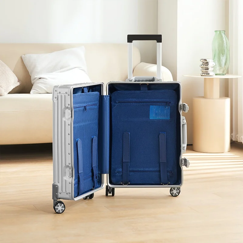 All-Aluminum Magnesium Alloy Trolley Case Universal Wheel Suitcase Travel Luggage men's women's Password 20-inch Busin