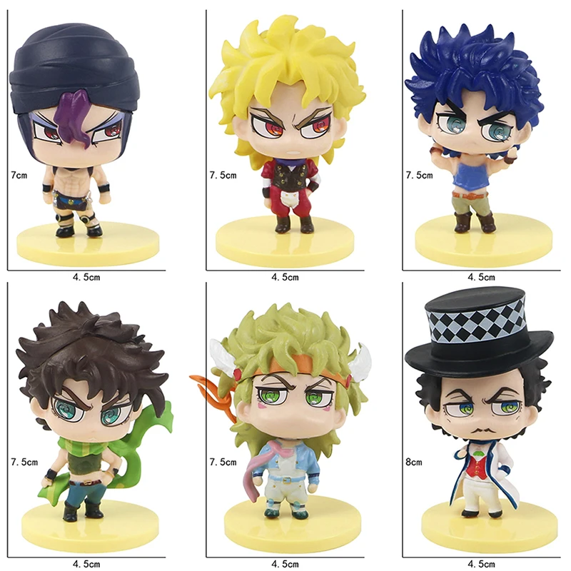 

6Pcs Anime JoJo's Bizarre Adventure Action Figure Jonathan Joestar Dio Brando Joseph Joestar Kawaii Doll Collectible Model Toy