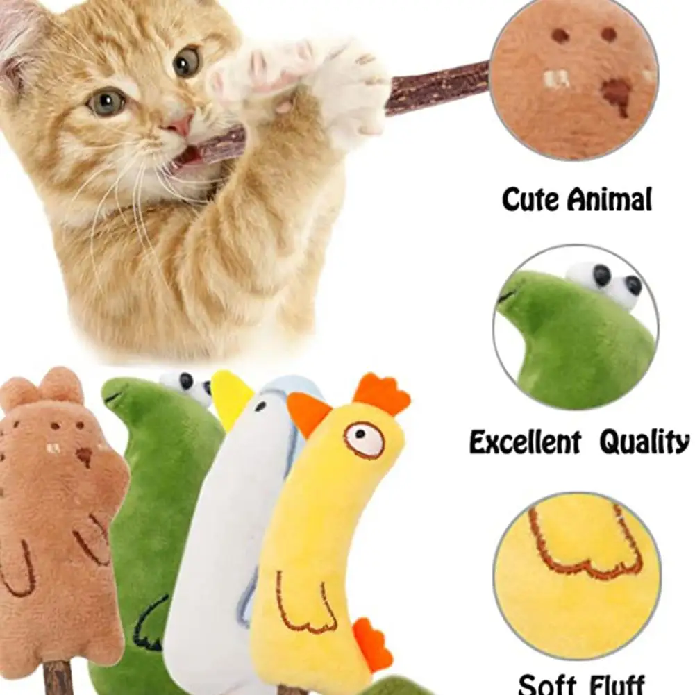 

Pp Cotton + Mutianli Cat Teeth Cleaning Snacks Toy Colorful Cute Cartoon Shape Catnip Molar Stick Oral Care Doll Pets Supplies