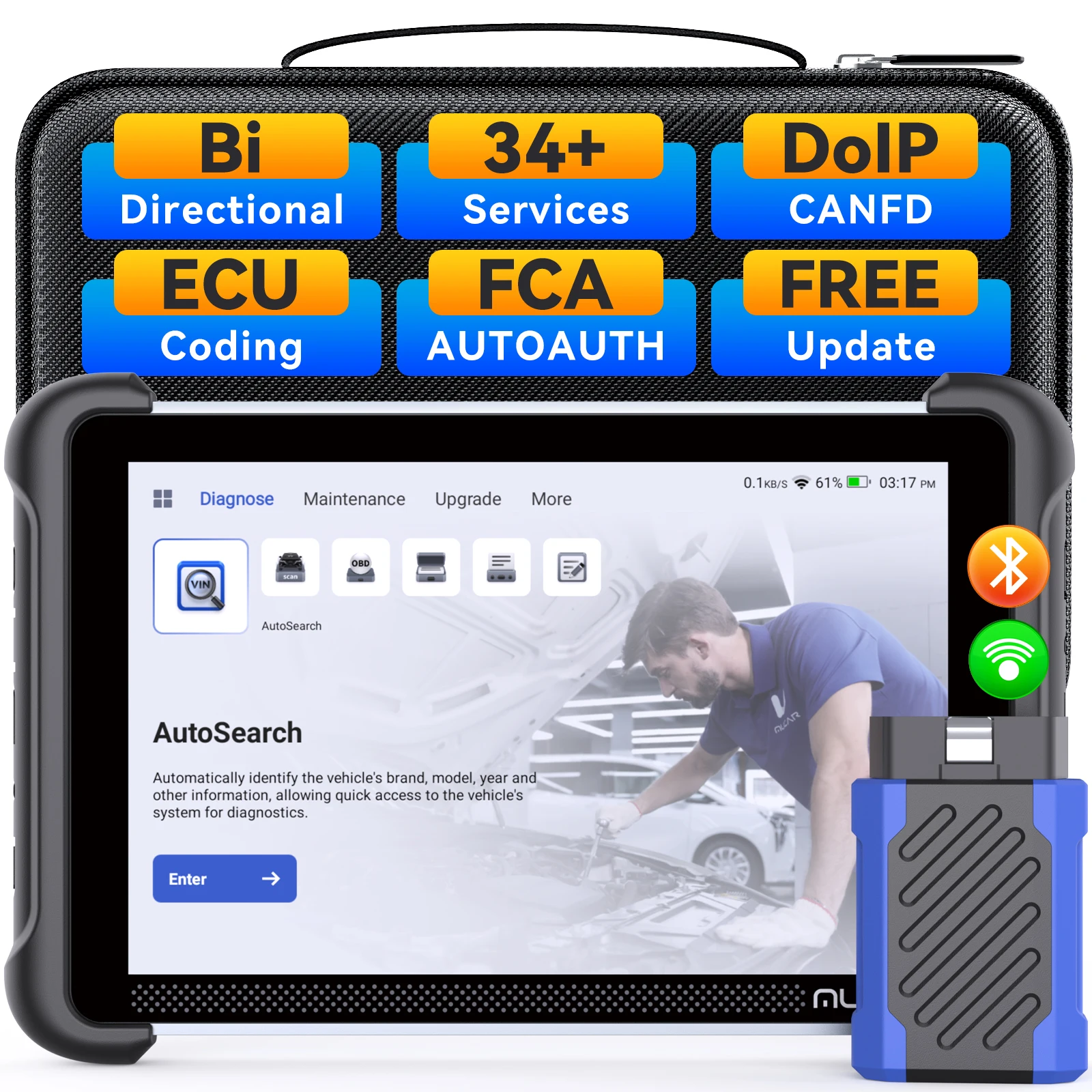 

Глобальная версия MUCAR 892BT Автомобильный диагностический инструмент OBD2 DOIP CANFD Двунаправленное кодирование ЭБУ 34 сброса сканера Пожизненное бесплатное обновление