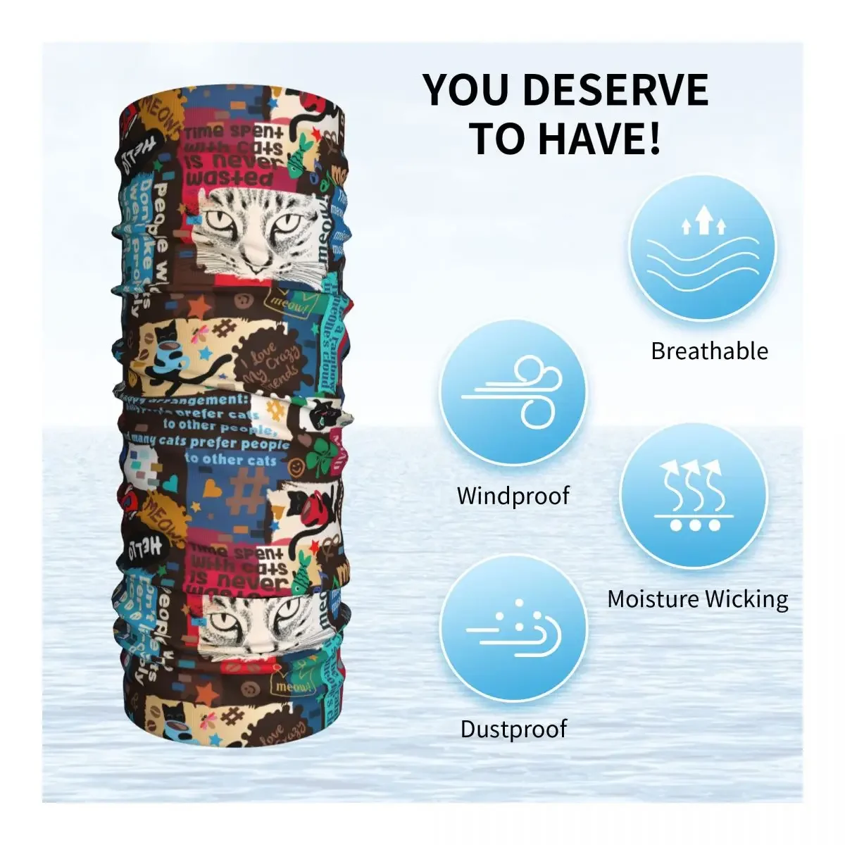 Бандана для любителей кошек гетры с принтом цитаты о Балаклава шарф теплый