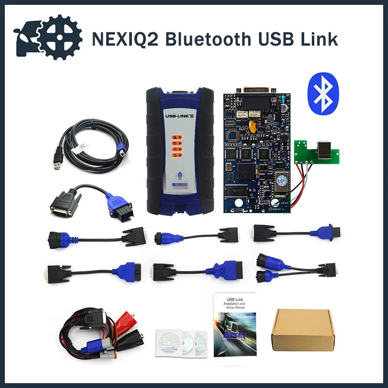 Бесплатная доставка, диагностический инструмент Link2 для дизельного грузовика, Bluetooth NEXIQ2, USB-соединение для тяжелых грузовиков, сканер в упаковке с пластиковой коробкой