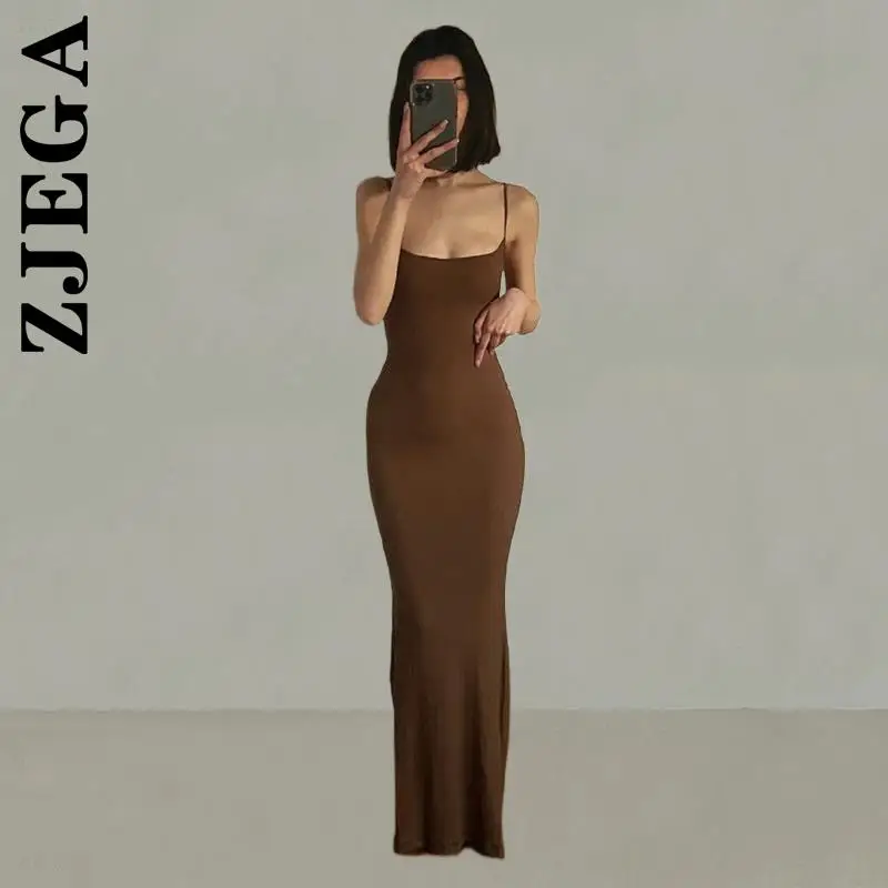 

Zjega Women Dress New Cheap Party Dresses Elegant Strap Backless Long Maxi Dresses Soft Vestidos Women Clothing Female